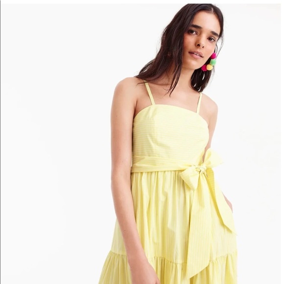 J.CREW Tiered maxi dress in stripe  NEW WITH TAG light yellow size 00 - Picture 4 of 4